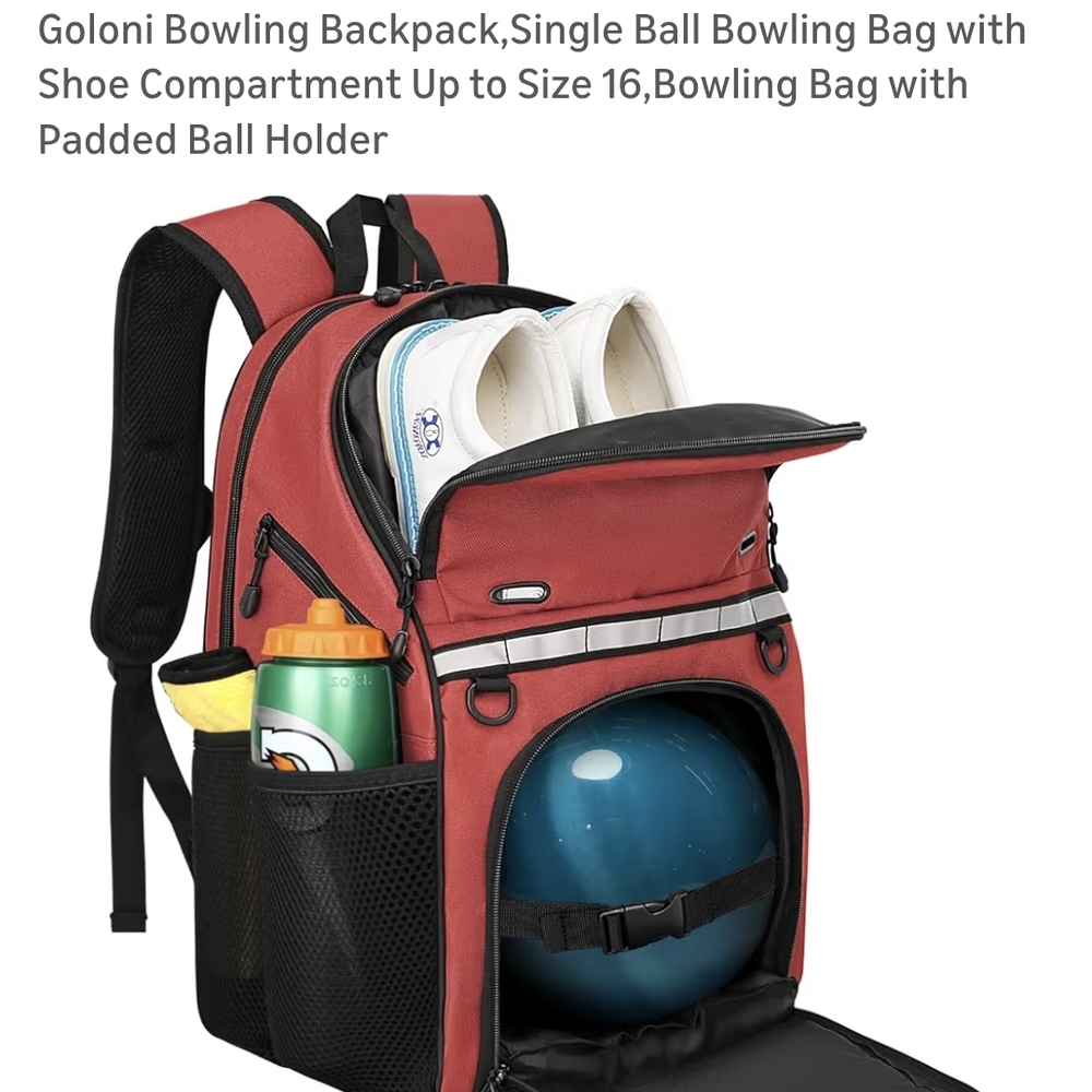 Red Bowling Backpack with Padded Ball Holder